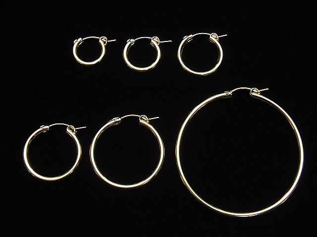 14KGF G Pierced Hoop [13mm][15mm][19mm][22mm][29mm][50mm] 1pair