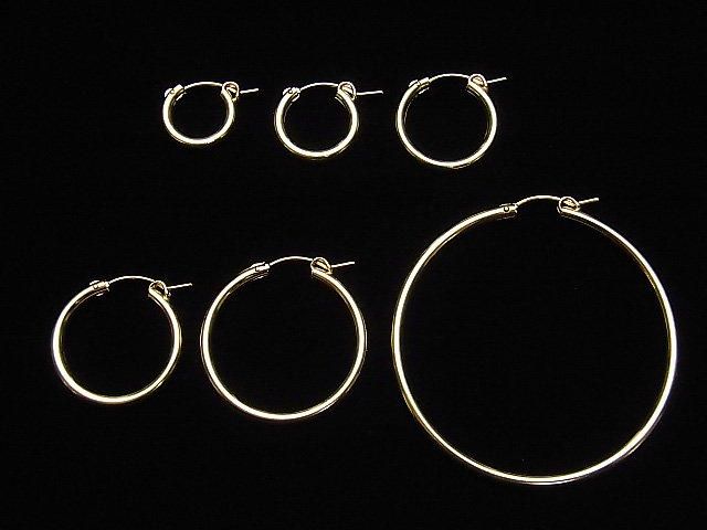 14KGF Gold Hoop Earrings [13mm][15mm][19mm][22mm][29mm][50mm] 1 pair