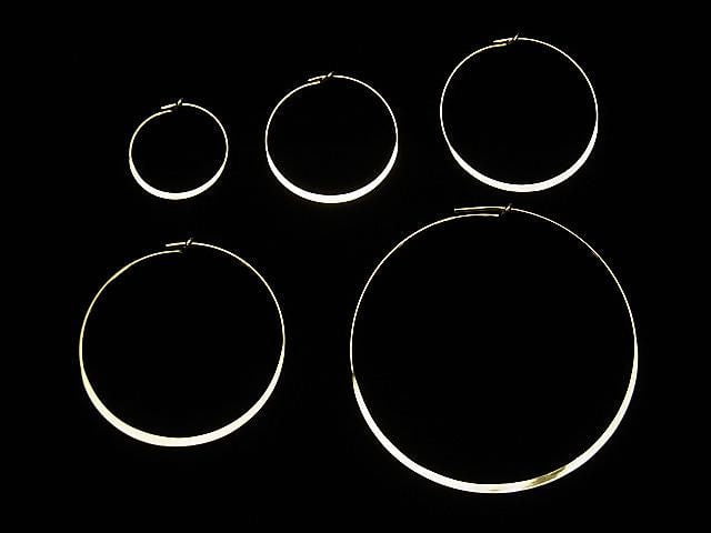 14KGF Flat Hoop Earrings [15mm][20mm][25mm][30mm][45mm] 1 pair
