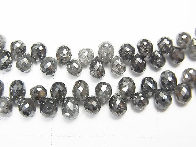 [Video] Dark Gray Diamond AAA Drop Faceted Briolette 5pcs