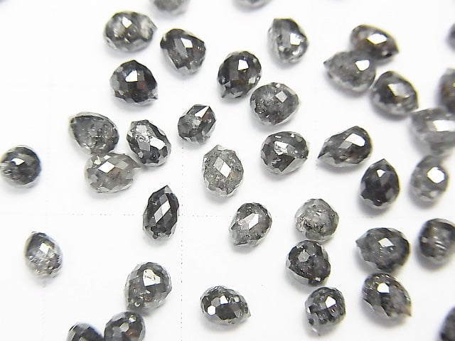 [Video] Dark Gray Diamond AAA Drop Faceted Briolette 5pcs