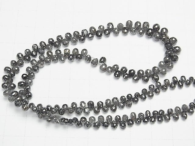 [Video] Dark Gray Diamond AAA Drop Faceted Briolette 5pcs