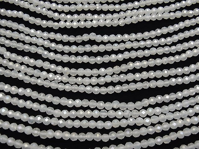 [Video] High Quality! White Chalcedony AAA Faceted Round 4mm Coating 1strand beads (aprx.15inch / 37cm)