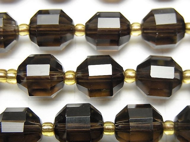 [Video] High Quality Smoky Quartz AAA Double Point Faceted Tube 10x9mm half or 1strand beads (aprx.15inch / 36cm)