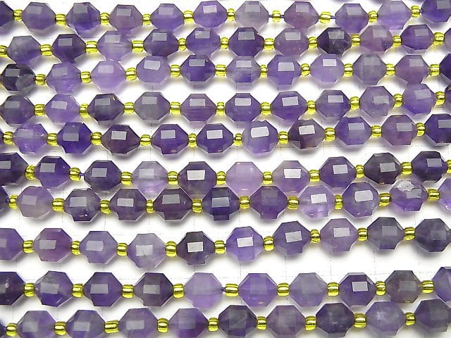 [Video] Amethyst AA+ Double Point Faceted Tube 8x7mm 1strand beads (aprx.15inch / 36cm)