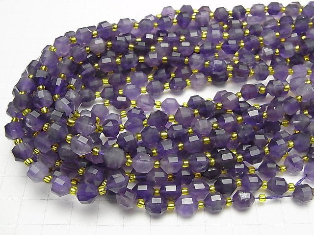 [Video] Amethyst AA+ Double Point Faceted Tube 8x7mm 1strand beads (aprx.15inch / 36cm)