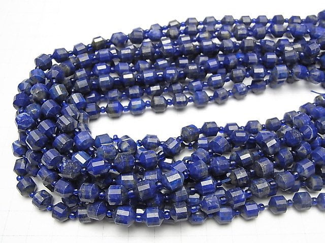 [Video] Lapis lazuli AA+ Double Point Faceted Tube 8x7mm 1strand beads (aprx.15inch / 36cm)