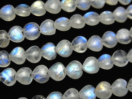 Heart, Rainbow Moonstone Gemstone Beads