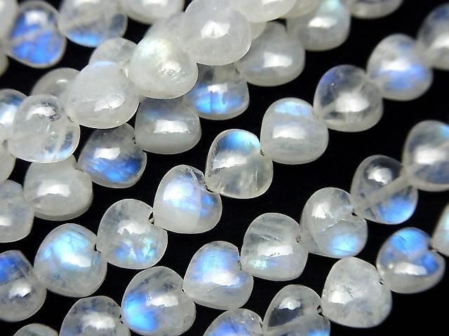 [Video] Rainbow Moonstone AA++ Vertical Hole Heart 6x6mm half or 1-strand beads (approx. 6 inches/16 cm)