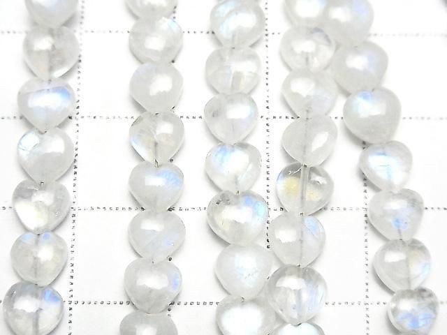 [Video] Rainbow Moonstone AA++ Vertical Hole Heart 6x6mm half or 1-strand beads (approx. 6 inches/16 cm)