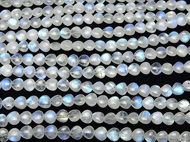 [Video] Rainbow Moonstone AA++ Vertical Hole Heart 6x6mm half or 1-strand beads (approx. 6 inches/16 cm)