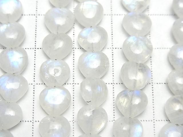 [Video] Rainbow Moonstone AA++ Vertical Hole Heart 8x8mm half or 1-strand beads (approx. 6 inches/16 cm)