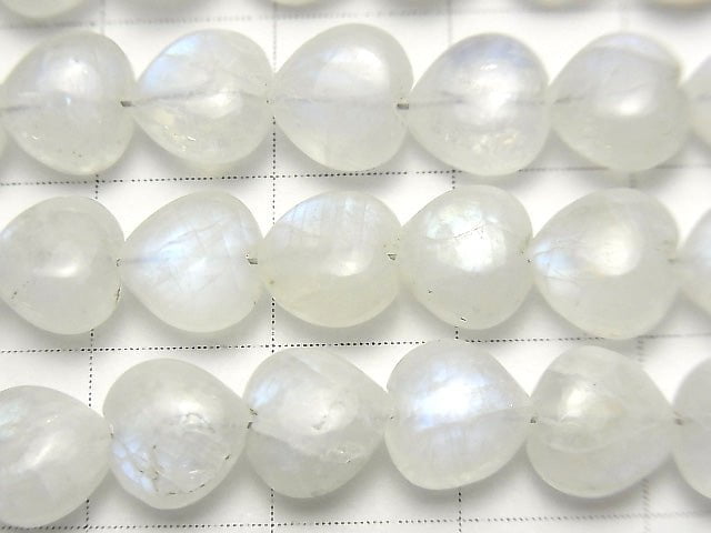 [Video] Rainbow Moonstone AA++ Vertical Hole Heart 8x8mm half or 1strand beads (aprx.6inch / 16cm)