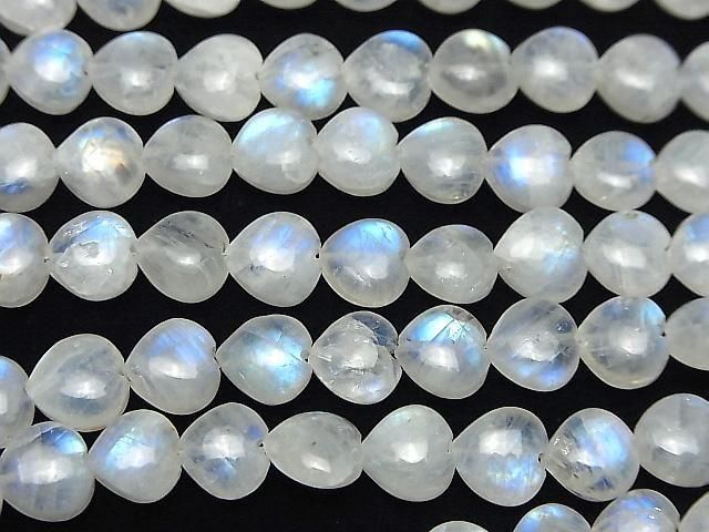 [Video] Rainbow Moonstone AA++ Vertical Hole Heart 8x8mm half or 1-strand beads (approx. 6 inches/16 cm)