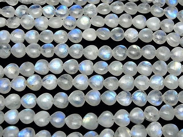 [Video] Rainbow Moonstone AA++ Vertical Hole Heart 8x8mm half or 1-strand beads (approx. 6 inches/16 cm)