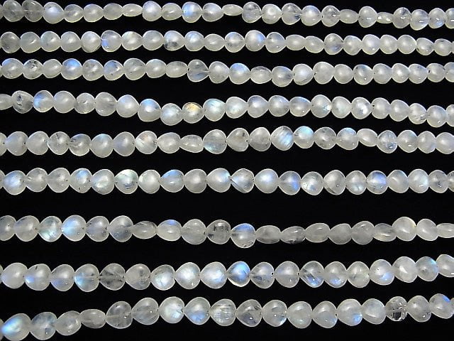 [Video] Rainbow Moonstone AA++ Vertical Hole Heart 8x8mm half or 1strand beads (aprx.6inch / 16cm)