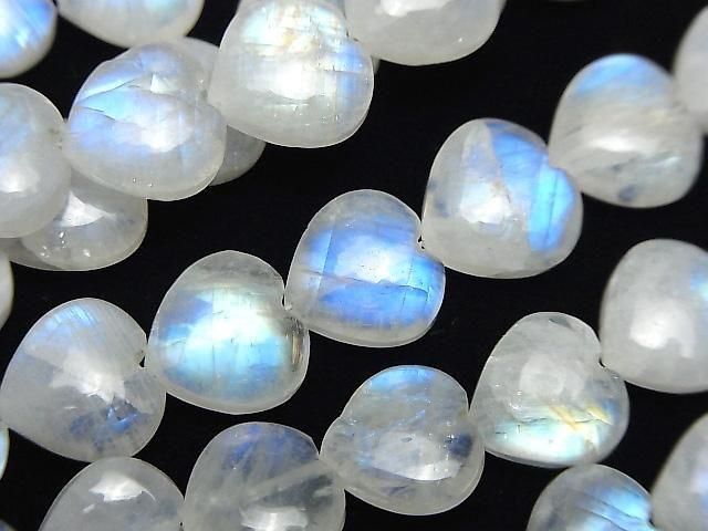 [Video] Rainbow Moonstone AA++ Vertical Hole Heart 10x10mm half or 1-strand beads (approx. 6inch/15cm)