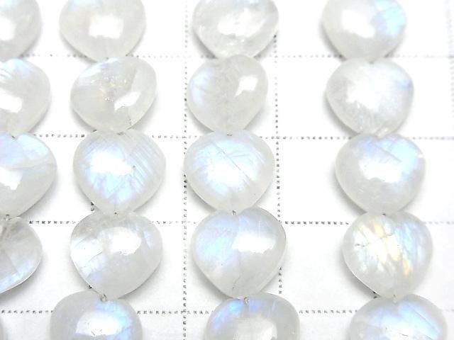 [Video] Rainbow Moonstone AA++ Vertical Hole Heart 10x10mm half or 1-strand beads (approx. 6inch/15cm)