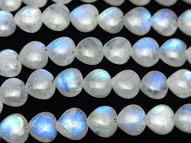 [Video] Rainbow Moonstone AA++ Vertical Hole Heart 10x10mm half or 1-strand beads (approx. 6inch/15cm)