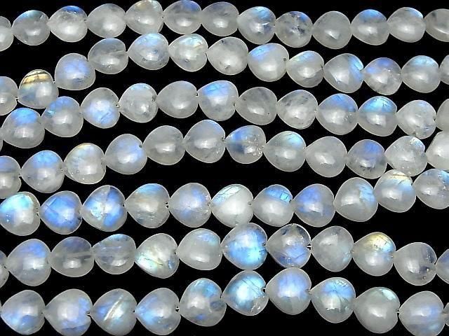 [Video] Rainbow Moonstone AA++ Vertical Hole Heart 10x10mm half or 1-strand beads (approx. 6inch/15cm)