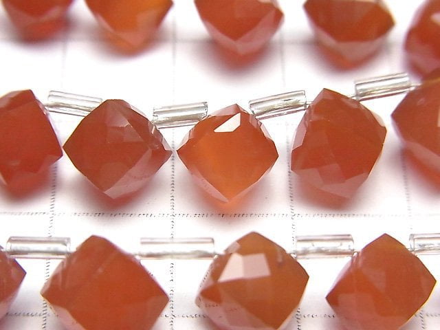 [Video] High Quality Red Agate AAA Dice Shape 1strand beads (aprx.7inch / 18cm)