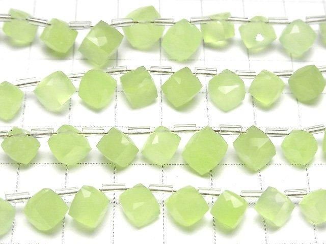 [Video] High Quality Green Chalcedony AAA Dice Shape 1-Strand Beads (approx. 7 inches/18 cm)