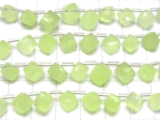 [Video] High Quality Green Chalcedony AAA Dice Shape 1strand beads (aprx.7inch / 18cm)