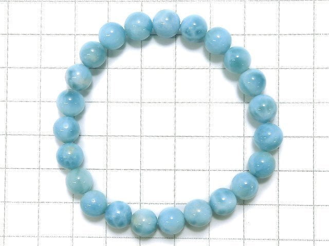 [Video] [One of a kind] Larimar Pectolite AAA Round 8mm Bracelet No.50