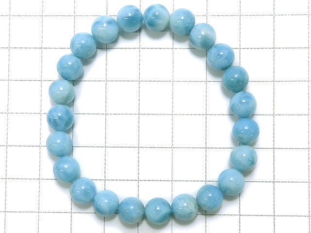 [Video] [One of a kind] Larimar Pectolite AAA Round 8mm Bracelet No.53