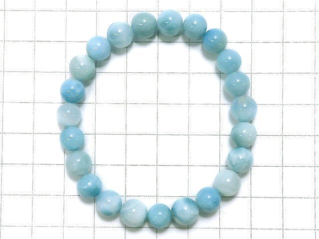 [Video] [One of a kind] Larimar Pectolite AAA Round 8mm Bracelet No.56