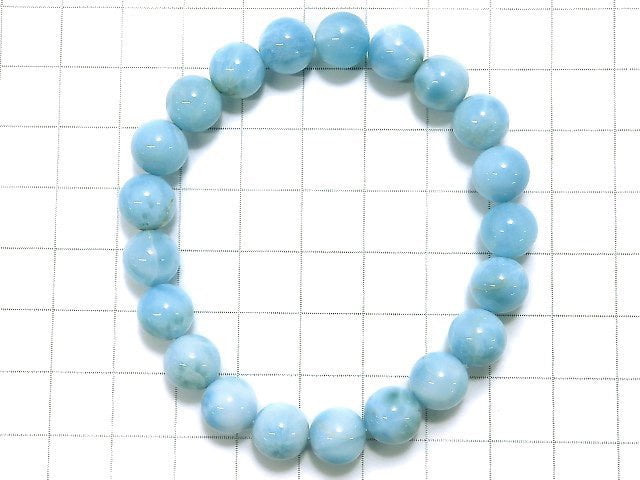 [Video] [One of a kind] Larimar Pectolite AAA Round 9mm Bracelet No.61