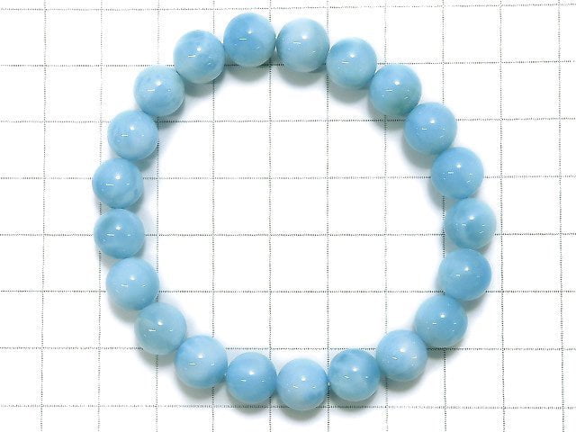 [Video] [One of a kind] Larimar Pectolite AAA Round 9mm Bracelet No.62