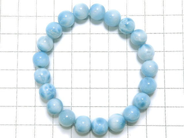 [Video] [One of a kind] Larimar Pectolite AAA Round 9mm Bracelet No.64