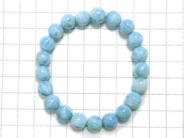 [Video] [One of a kind] Larimar Pectolite AAA Round 9mm Bracelet No.68