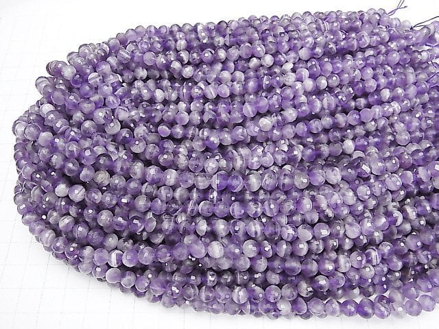 [Video] High Quality! Striped Amethyst 128Faceted Round 6mm 1strand beads (aprx.15inch/36cm)