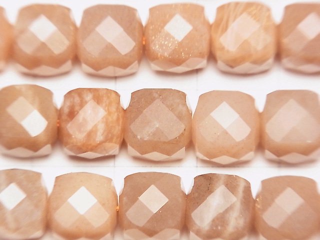 [Video] High Quality! Orange Moonstone AA++ Cube Shape 8x8x8mm half or 1strand beads (aprx.14inch / 35cm)