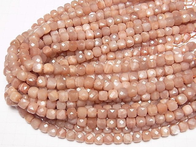 [Video] High Quality! Orange Moonstone AA++ Cube Shape 8x8x8mm half or 1strand beads (aprx.14inch / 35cm)