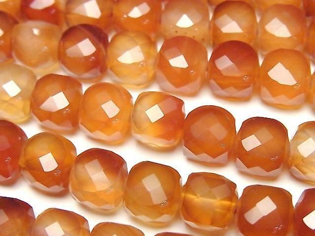 [Video] High Quality! Mixed Carnelian Cube Shape 8x8x8mm half or 1-strand beads (approx. 15inch/37cm)