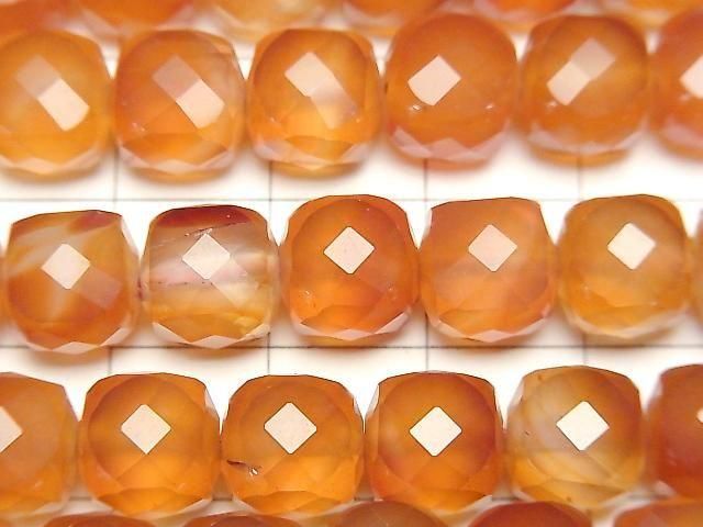 [Video] High Quality! Mixed Carnelian Cube Shape 8x8x8mm half or 1-strand beads (approx. 15inch/37cm)