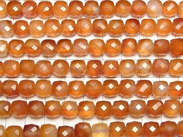 [Video] High Quality! Mixed Carnelian Cube Shape 8x8x8mm half or 1-strand beads (approx. 15inch/37cm)
