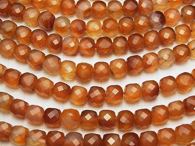 [Video] High Quality! Mixed Carnelian AAA Cube Shape 8x8x8mm half or 1strand beads (aprx.15inch/37cm)