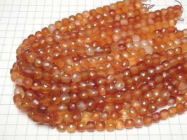 [Video] High Quality! Mixed Carnelian Cube Shape 8x8x8mm half or 1-strand beads (approx. 15inch/37cm)