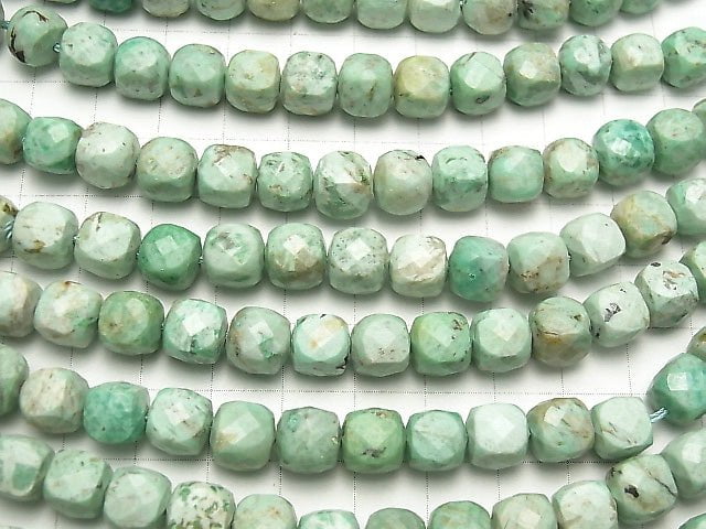 [Video] Peru Chrysocolla AA+ Cube Shape 8x8x8mm half or 1strand beads (aprx.15inch / 36cm)