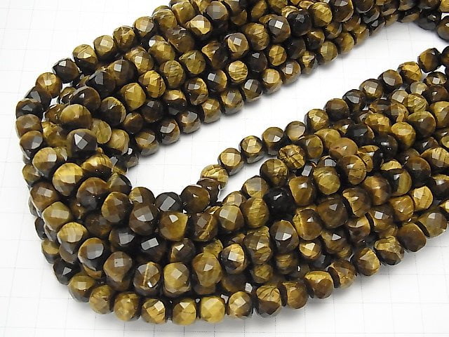 [Video] High Quality! Yellow Tiger's Eye AA++ Cube Shape 8x8x8mm half or 1strand beads (aprx.15inch / 37cm)