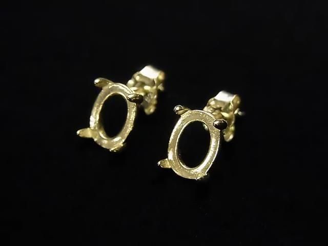 [Video] Silver925 4-piece Claw Earstuds Earring Frame & Back, Oval, 8x6mm, 18KGP, 1 pair (2 pieces)