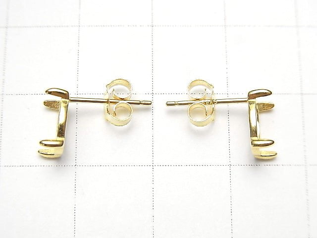 [Video] Silver925 4-piece Claw Earstuds Earring Frame & Back, Oval, 8x6mm, 18KGP, 1 pair (2 pieces)