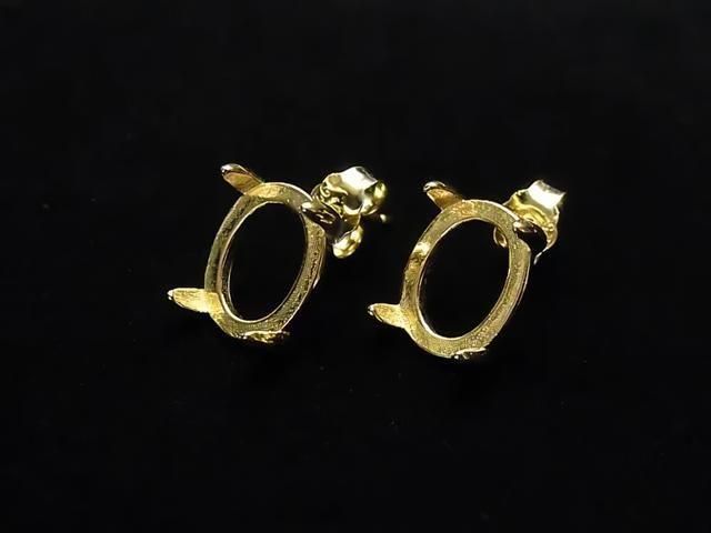 [Video] Silver925 4pcs Claw Earstuds Earrings Frame & Catch Oval 10x8mm 18KGP 1 pair (2 pieces)