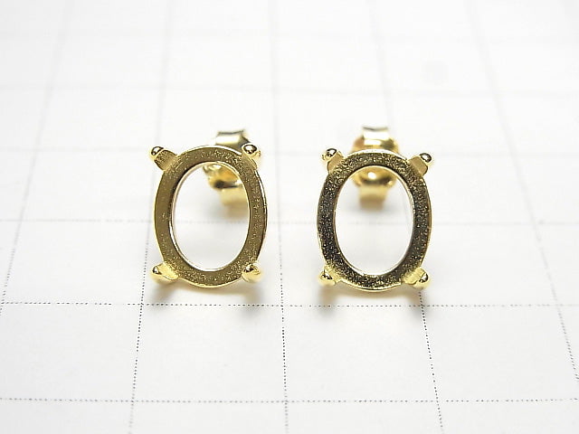 [Video] Silver925 4pcs Claw Earstuds Earrings Frame & Catch Oval 10x8mm 18KGP 1 pair (2 pieces)