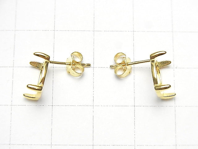 [Video] Silver925 4pcs Claw Earstuds Earrings Frame & Catch Oval 10x8mm 18KGP 1 pair (2 pieces)