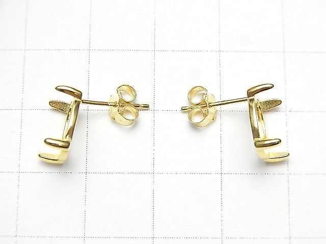 [Video]Silver925 4pcs Claw Earstuds Earrings Frame & Backing Oval 10x8mm 18KGP 1pair (2 pieces)